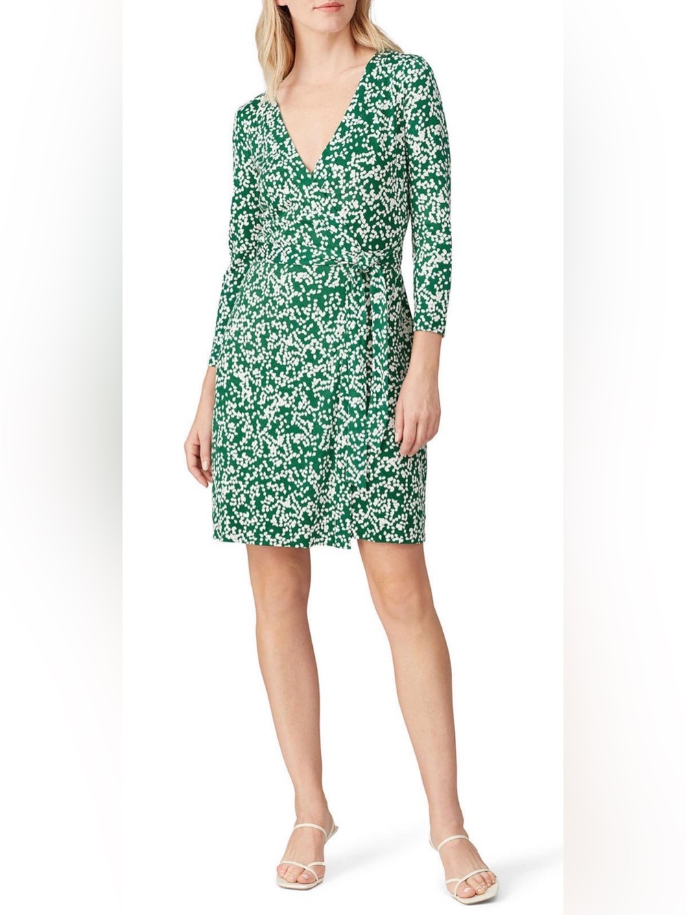 Diane von Furstenverg Silk Women’s Green Floral Wrap Dress